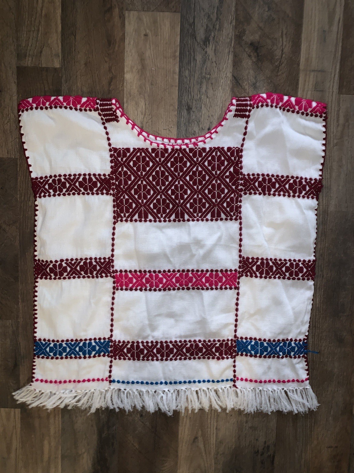 Vintage Traditional Mexican Huipil Handwoven Embroidered Women’s Top Blouse