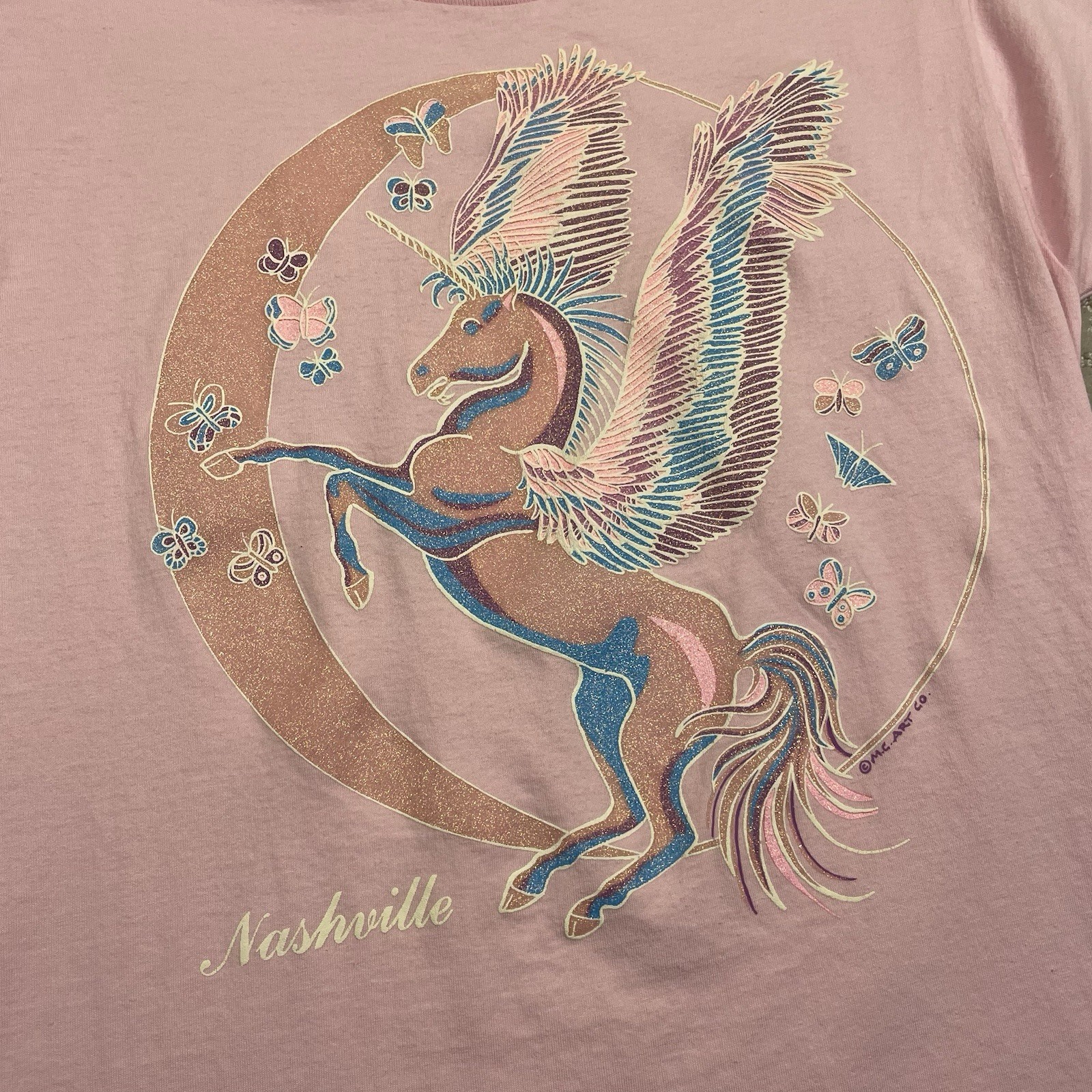 Vintage 90s Pink Pegasus Size Large Nashville Fairy Unicorn Mythology Tshirt