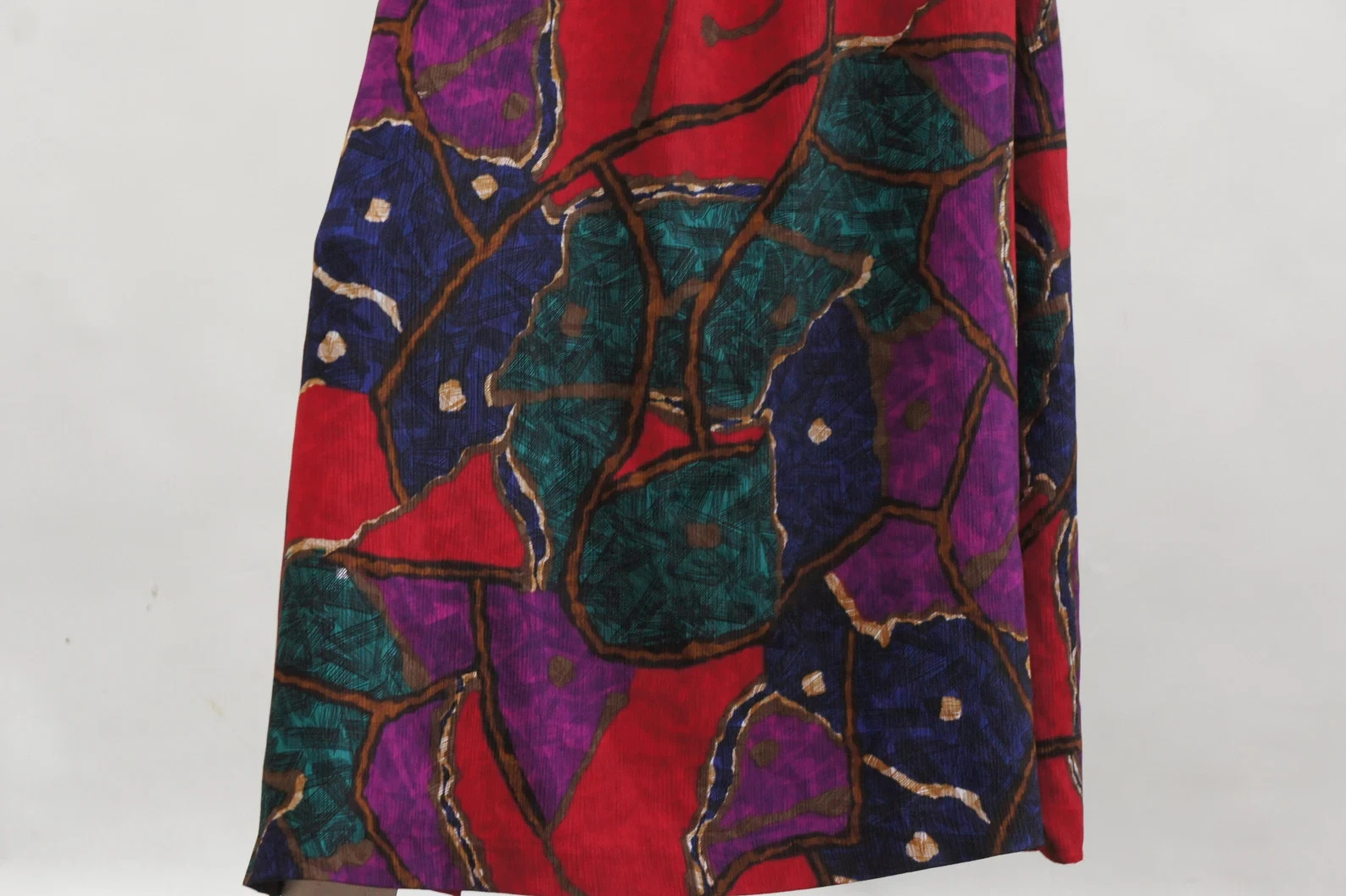 Vintage 80s Colorful Abstract Print Midi Skirt By Joyce Retro Boho