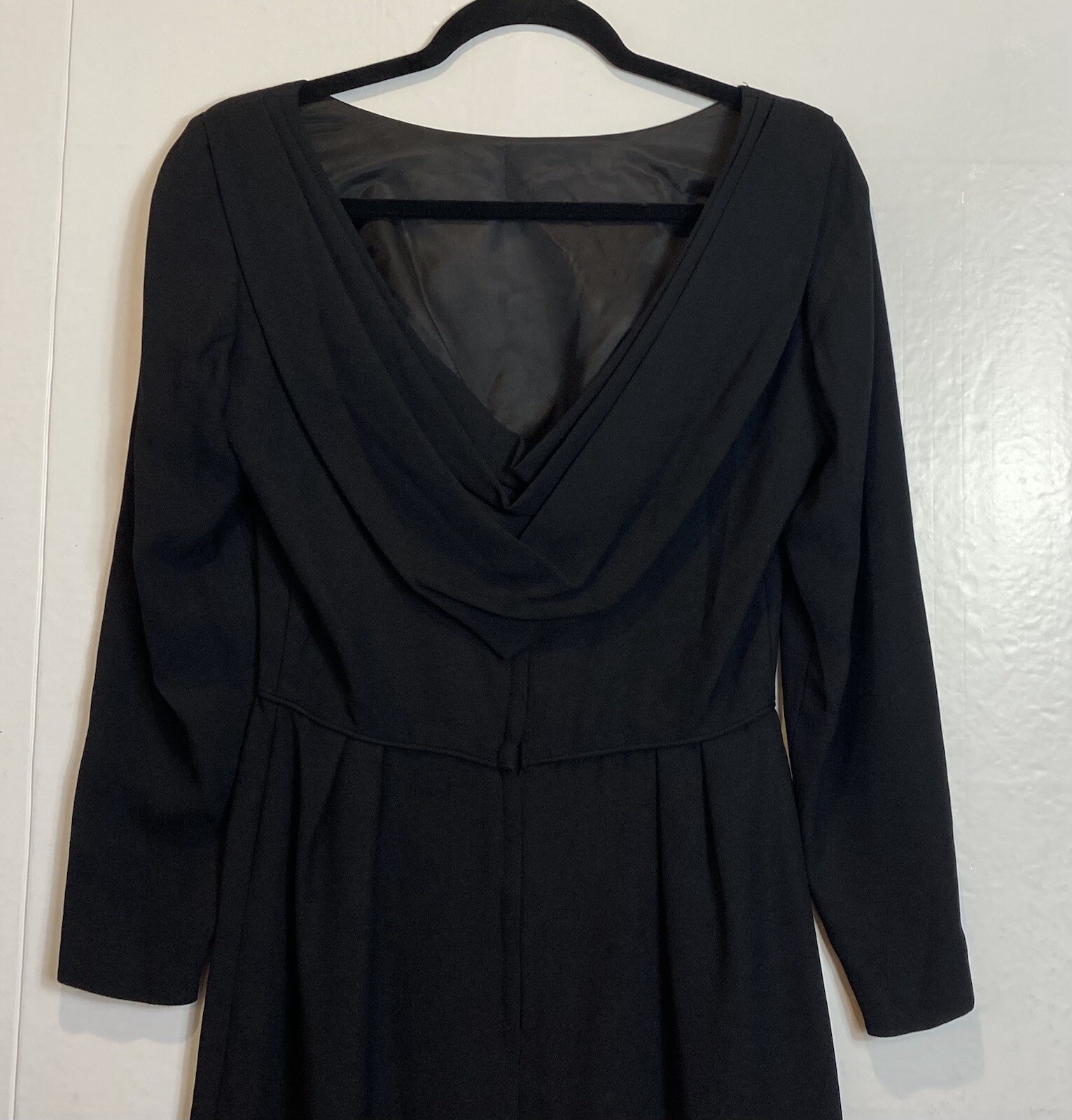 Vintage Another Ann Barry Jr Dress Size 13 Black Draped Back Zippers 60s Goth