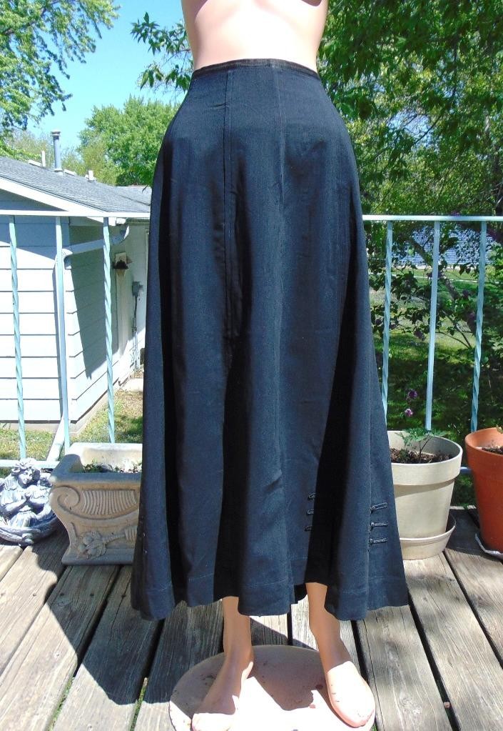 Edwardian Worth Styles Black Linen Skirt Soutache trim 30W