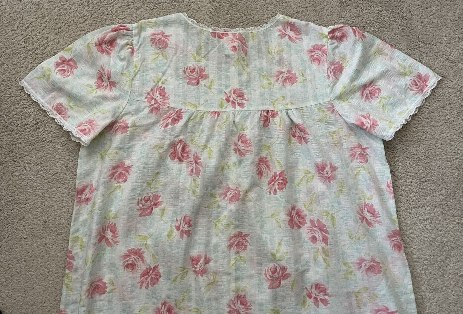 New Vintage Carriage Court Women’s Sz L Nightgown Robe Lace Cotton Blend