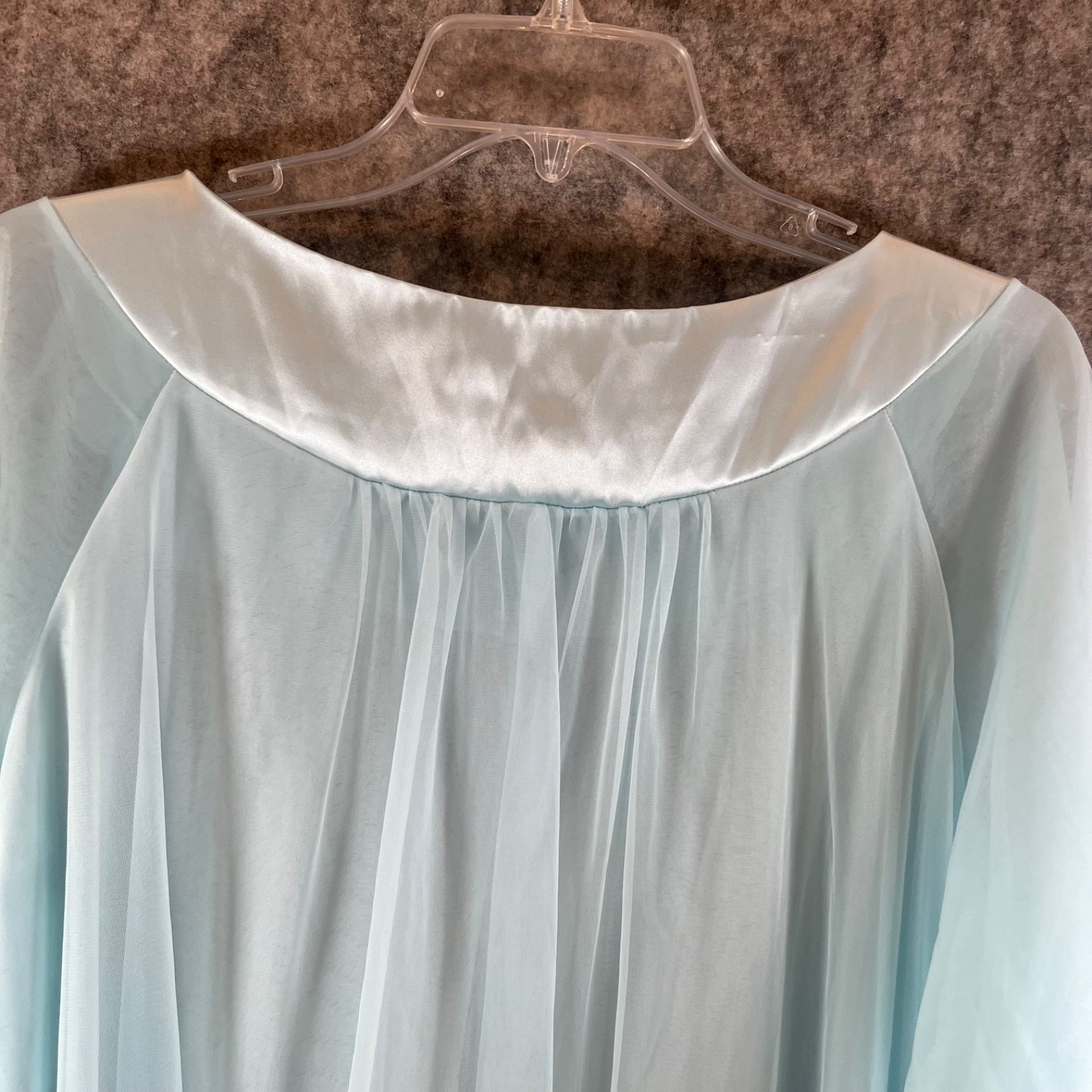 Vintage Gossard Artemis Peignoir M Sheer Robe Floral Nylon BLUE 60s 70’s EUC
