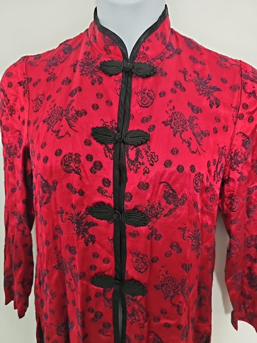 R&M Richards Vintage Red Embroidered Nehru Oriental Jacket Blazer Petite 12P