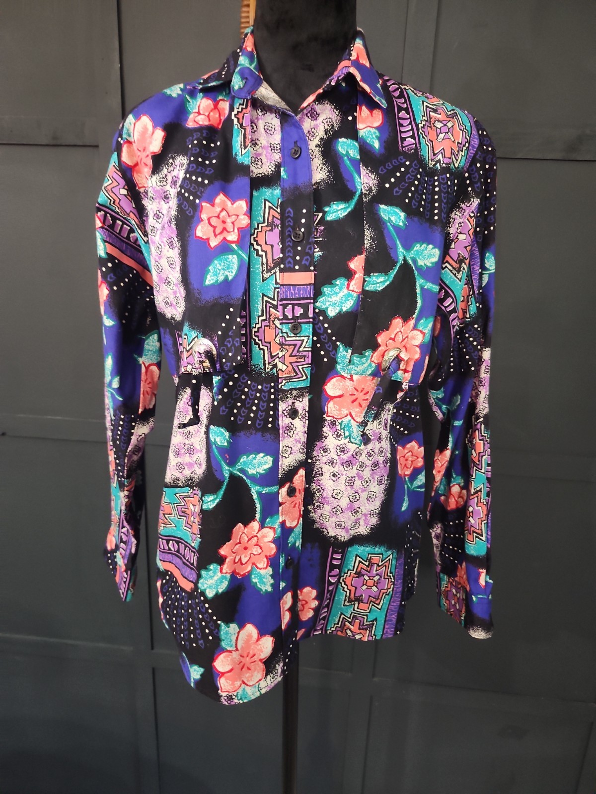 Vintage Frontier Series Shirt Button Up Long Sleeve Medium Western Purple
