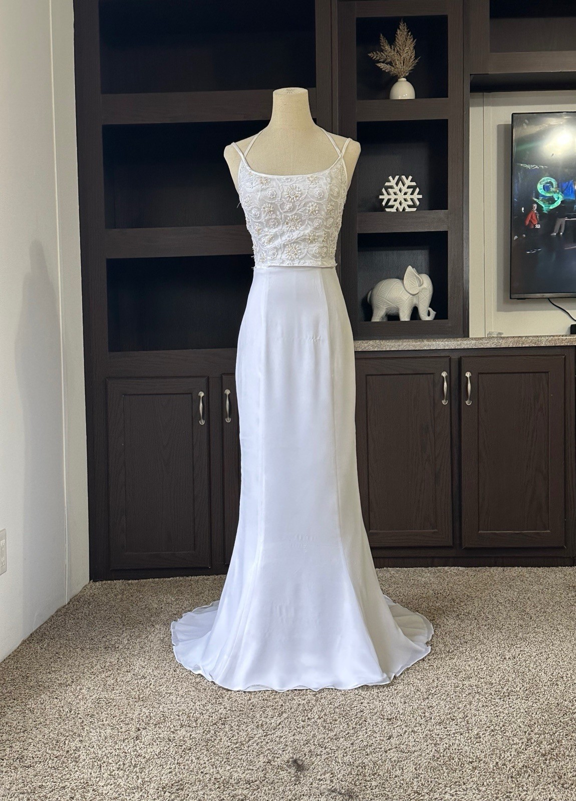 Vintage White Evening / Bridal Dress Early 2000s Size Small