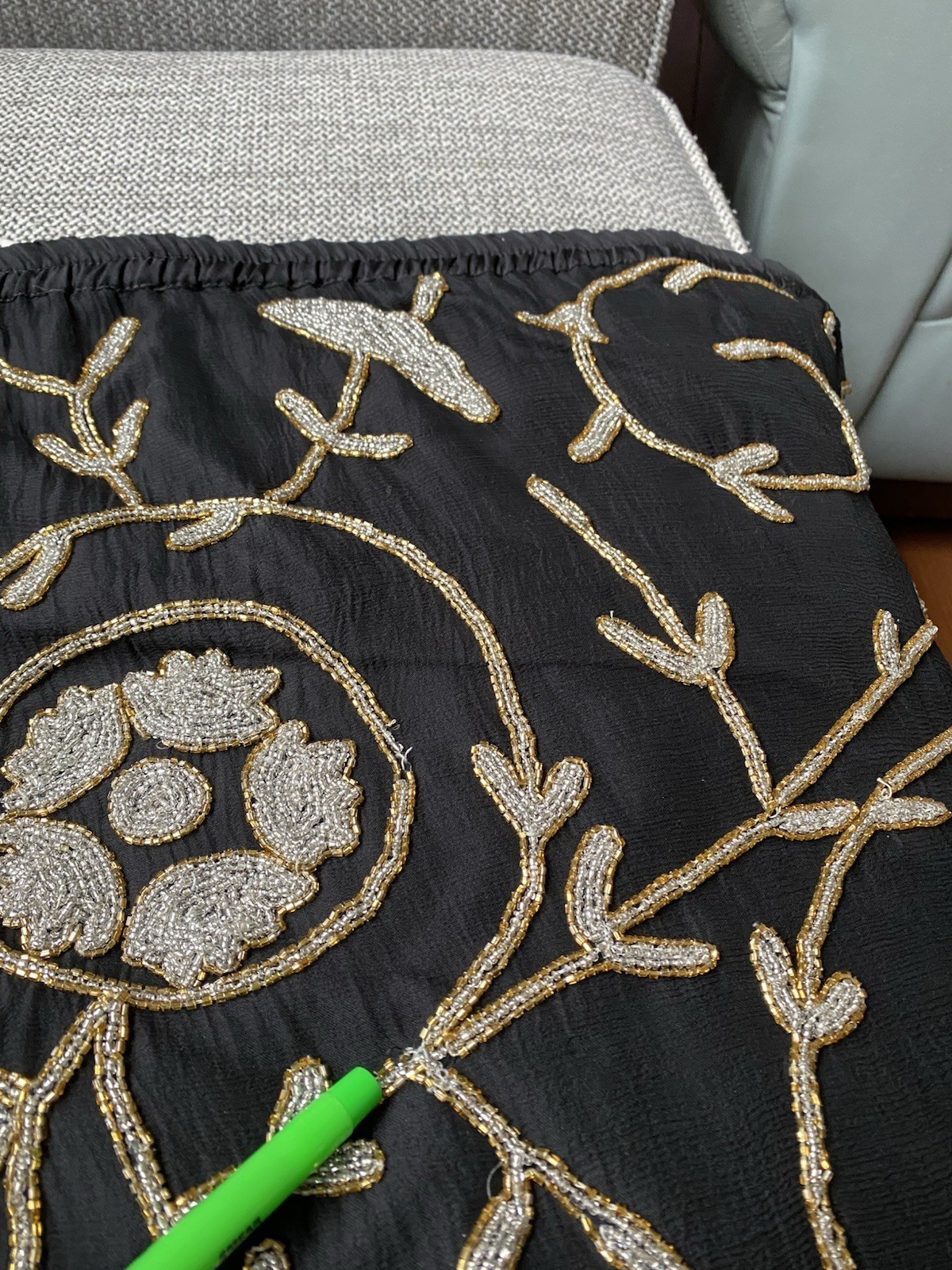 Vtg Carina Women’s Lot Of 2 Silk Beaded Two Piece Outfit Top Skirt Black Sz 3XL