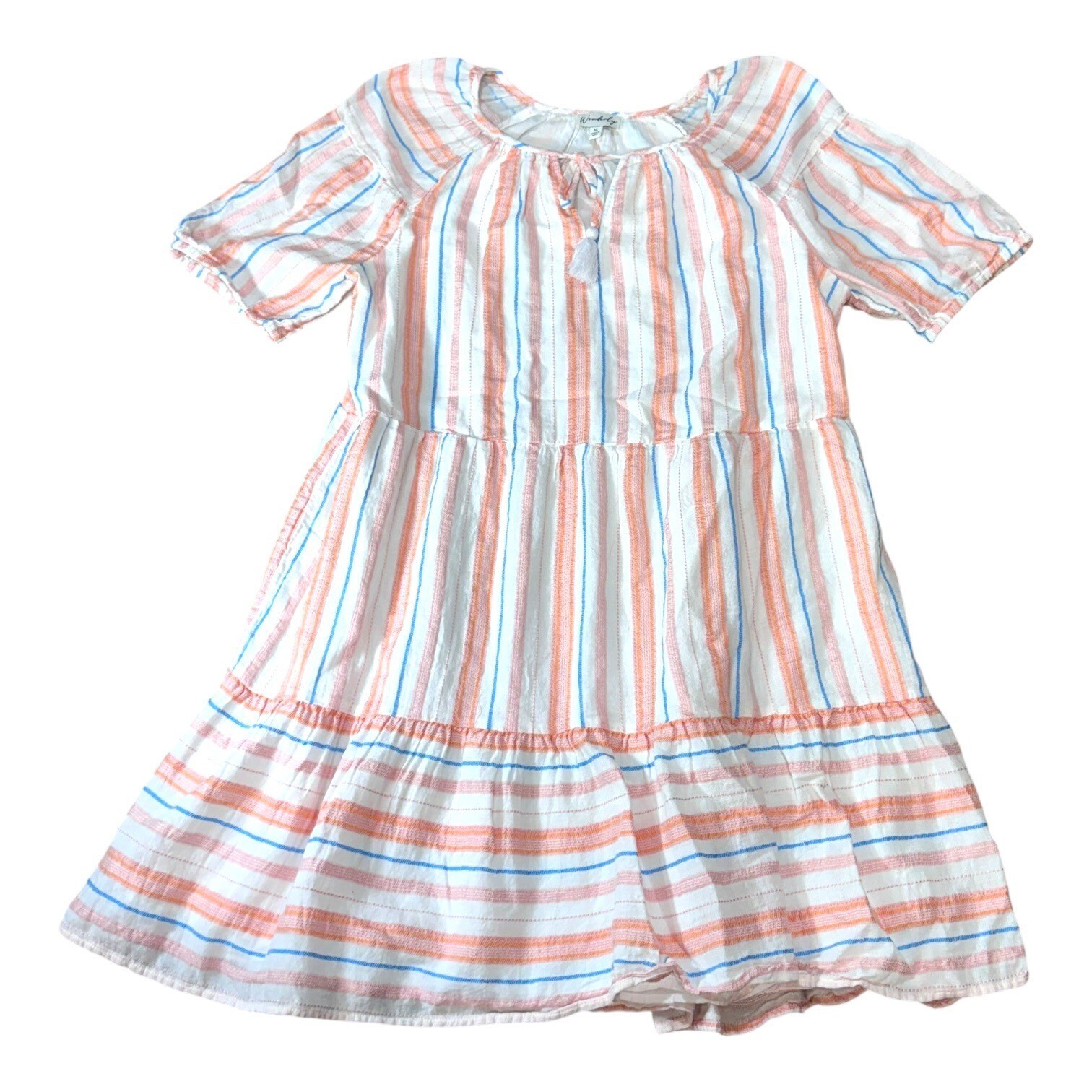 Womens Wonderly Striped Dress Medium Pastel Colors Spring Summer Midi Cotton