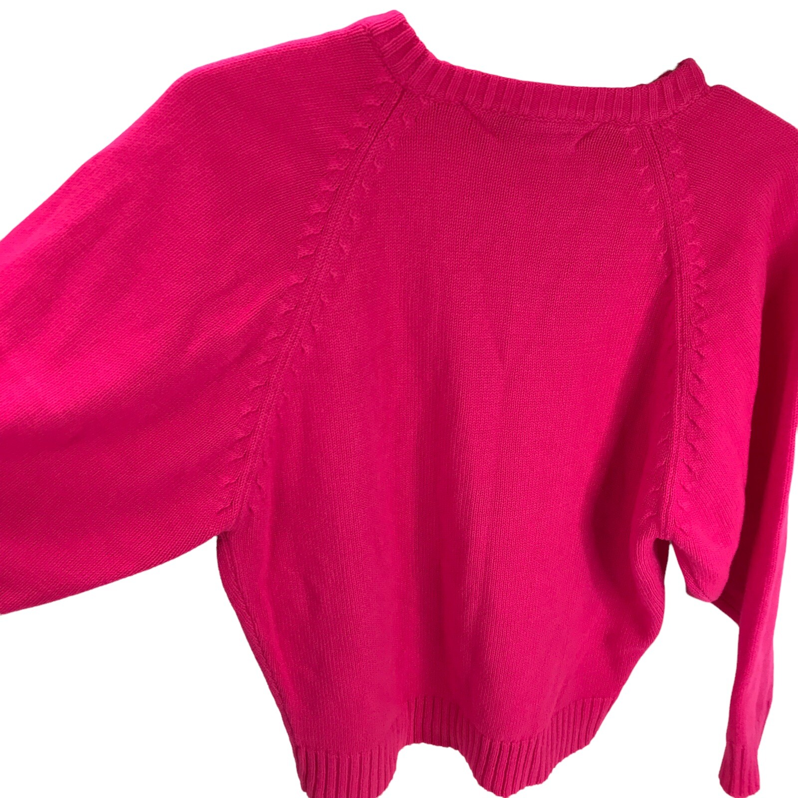 Vintage Eileen Sweater 80s 90s Hot Pink Neon popover Womens M