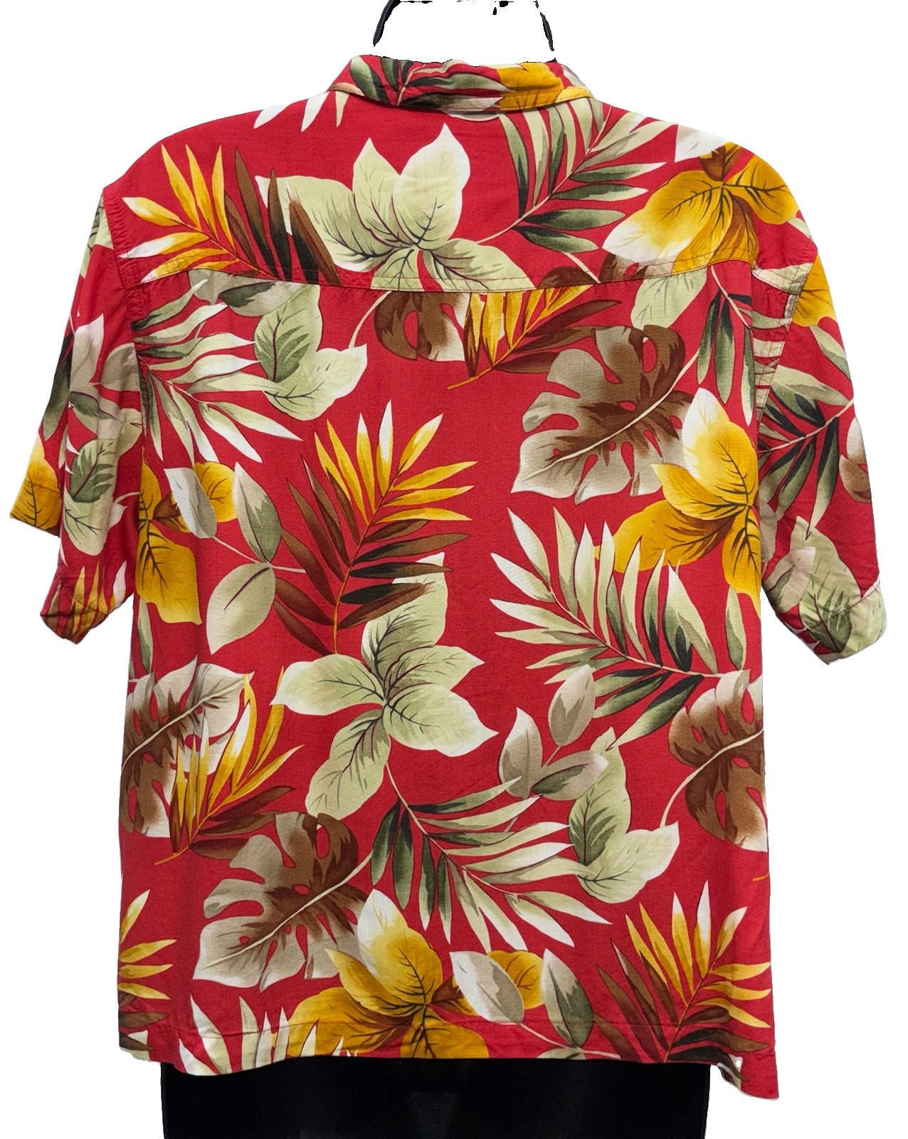 VTG Basic Editions Women Size M Button Up Short Sleeve Top Rayon Red Hawaiian