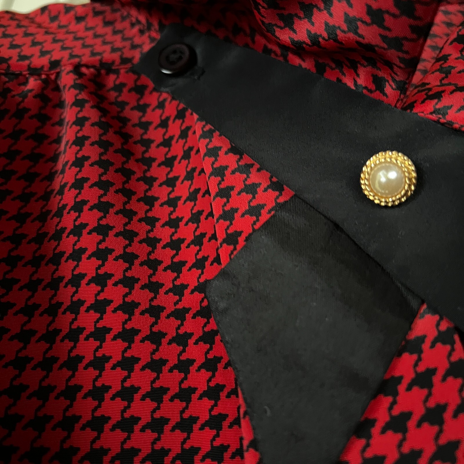 Impressions of California Vintage Red Black Pussy Bow Cravat Blouse sz 14