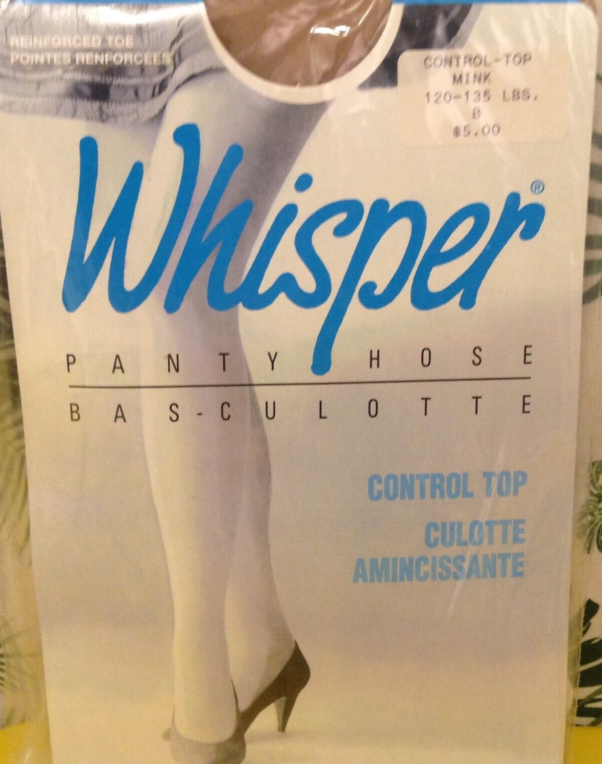 Vintage Pantyhose Whisper Control Top Color Mink Size C B002A