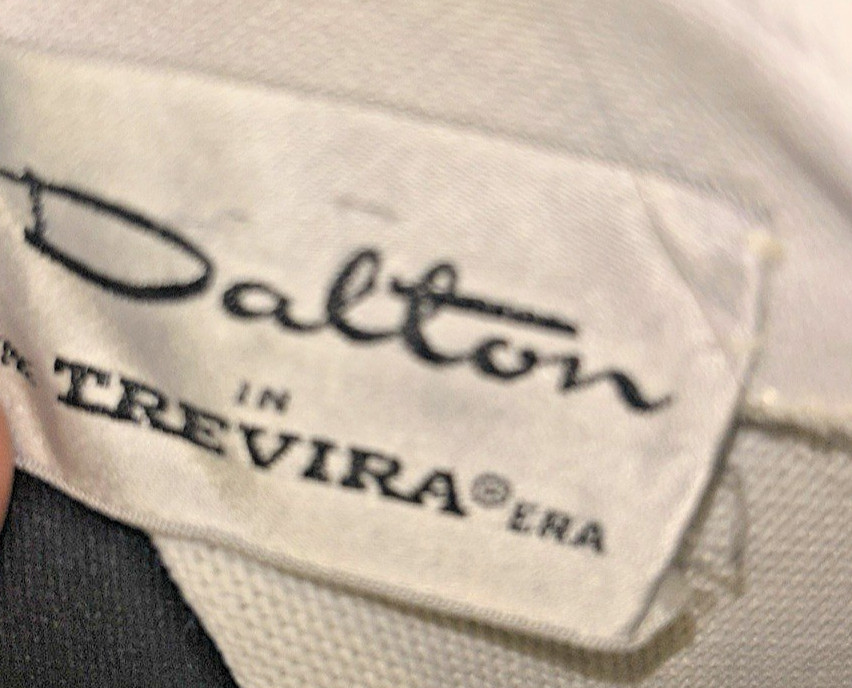Dalton in Trevira Classic Vintage Dress White with Angled Blue Stripes Size S
