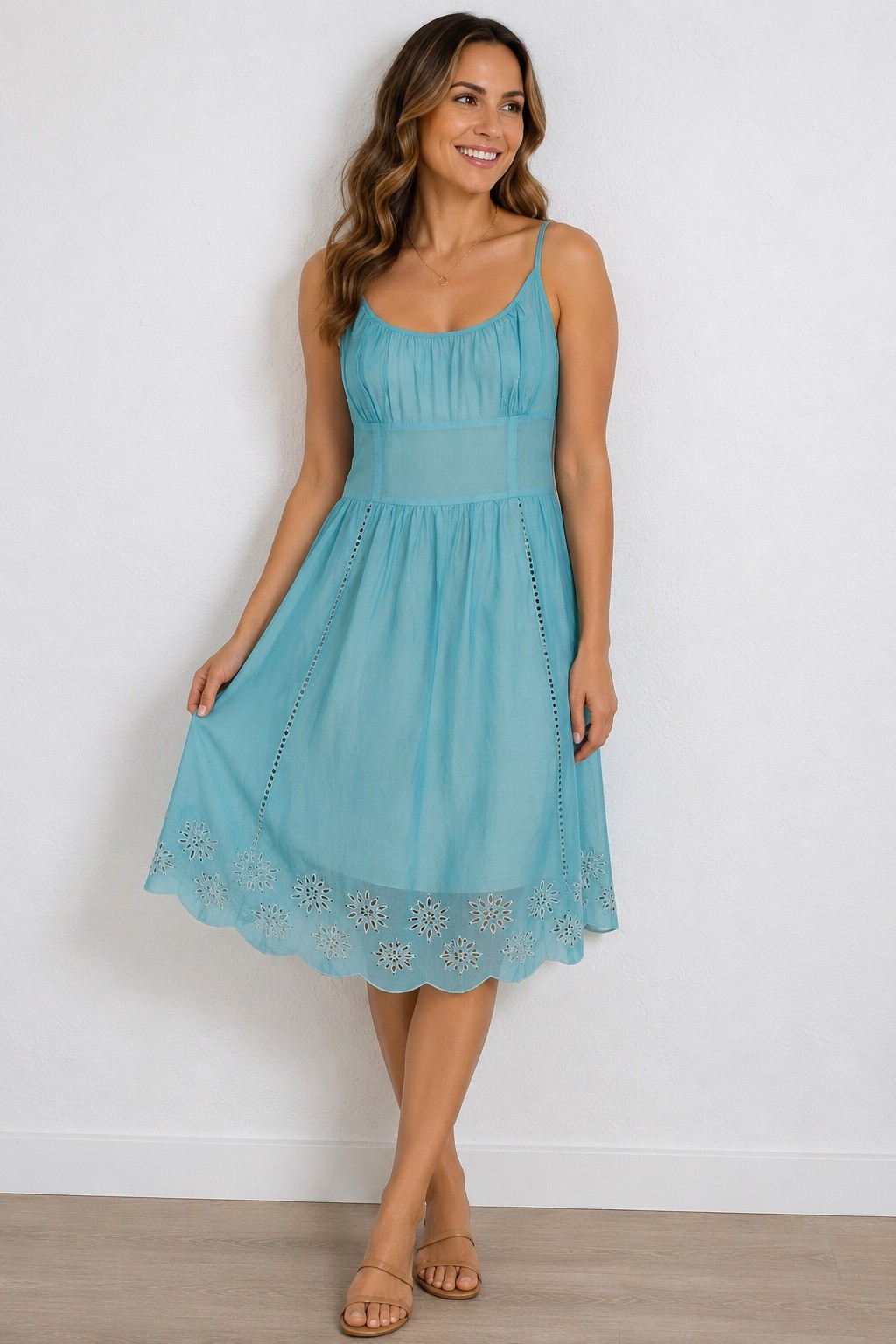 VTG Ann Tylor Loft women’s Summer Dress size 8 Mint Blue Whimsy