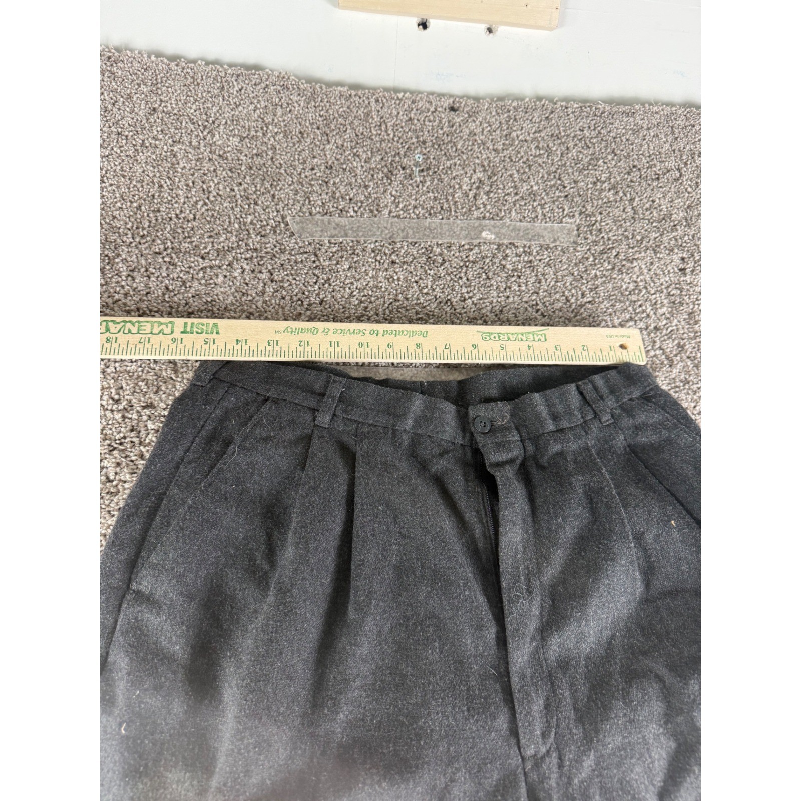 Vintage Cotler Grey Pleated High Waist Trousers Dark Charcoal Tapered Leg USA