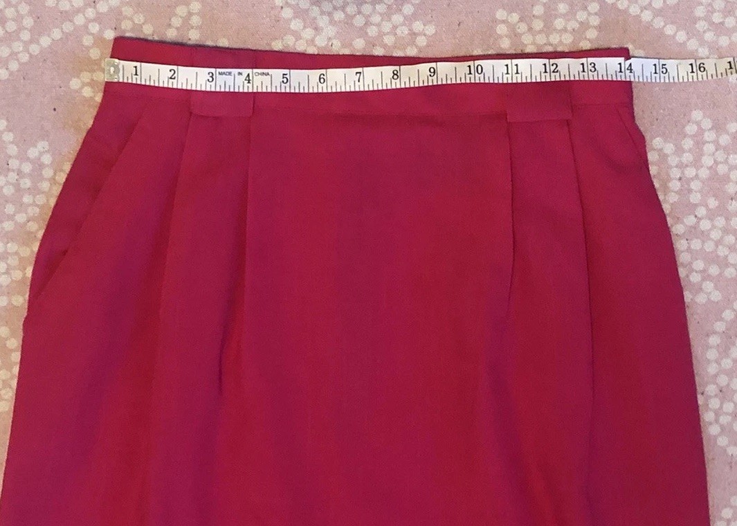 Vtg Requirements Sz 12 Hot Pink Fuchsia Midi Aline Skirt Retro Pleated Pockets