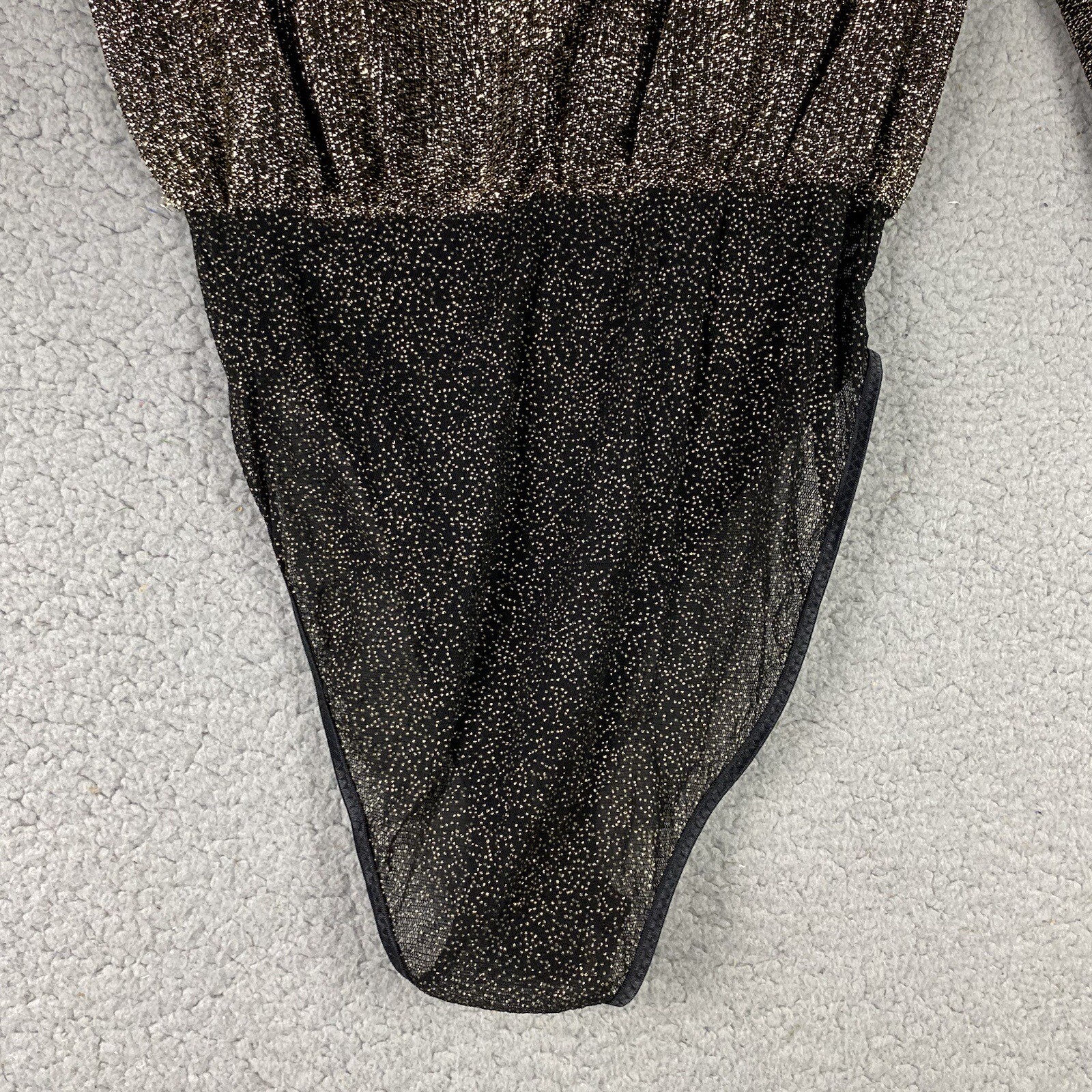 Vintage VICTORIAS SECRET Bodysuit Size M Made in USA Mesh Gold Label Snap Rare