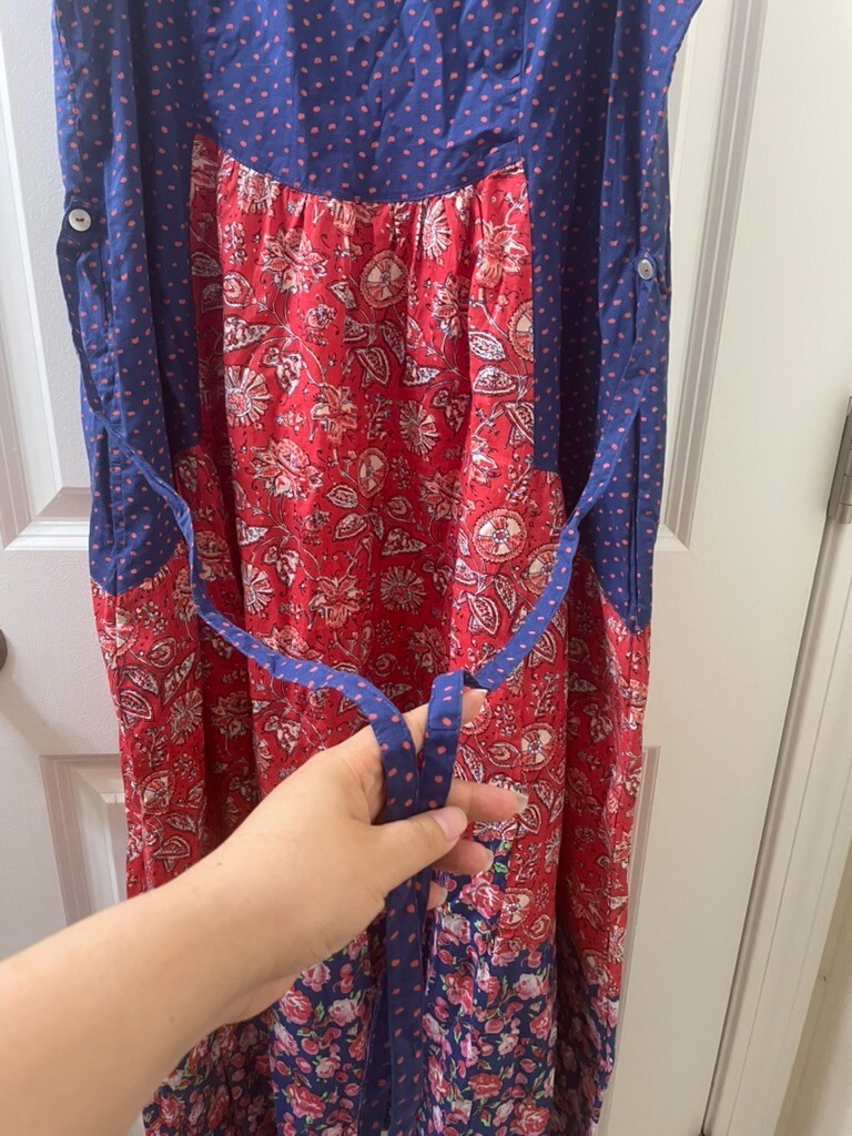 APRIL CORNELL dot Floral Cottage core Garden Party Casual sundress xxs