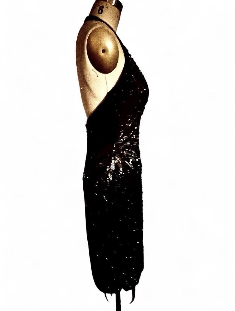 Vintage Black Beaded Halter Cocktail Gown