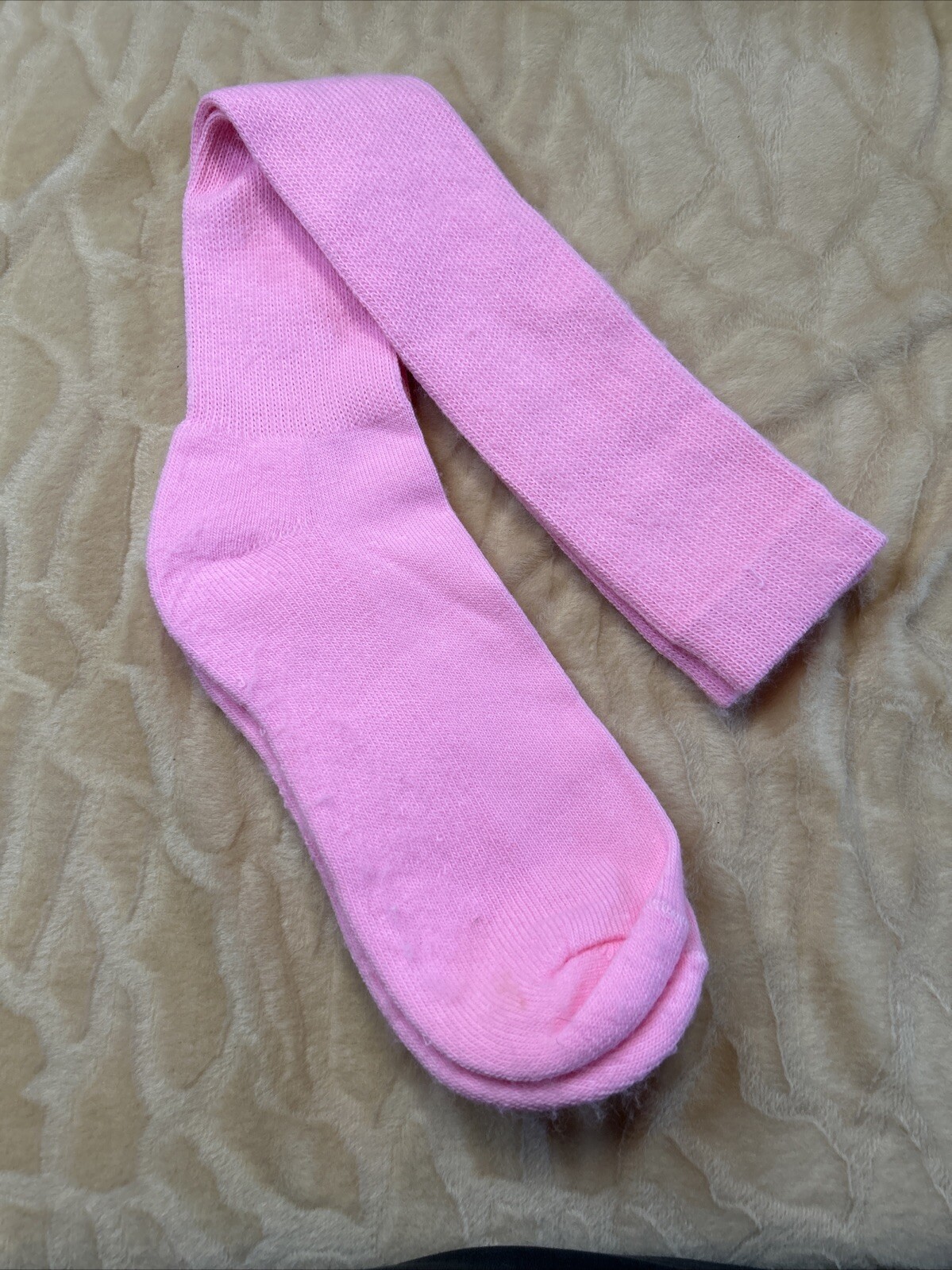 VTG Socks Crew Pink School Girl Knee High 80s 27″ NOS Acrylic Nylon Blend 10-13