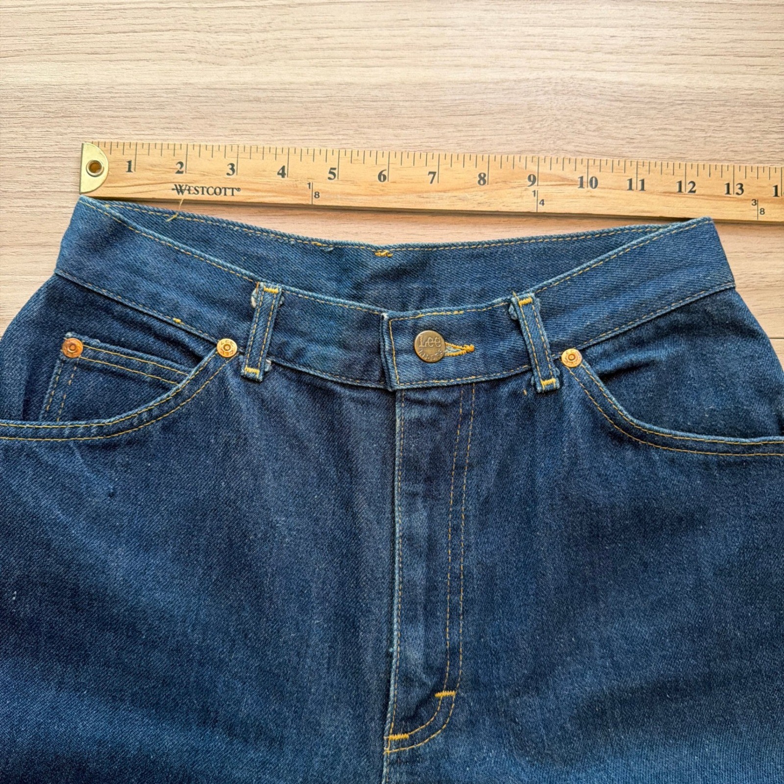 Lee Riders Vintage 1970s High Waist Dark Wash Jeans 25″ Waist Petite USA Made