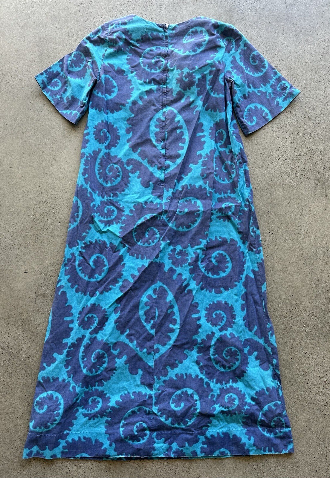 Vintage 1960s Finn Fashions by Stampe Blue Psychedelic Dress Handmade in Finland