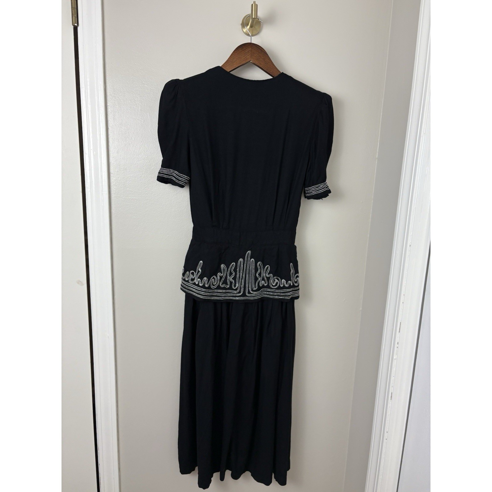 VTG Womens 80s Long Dress Western Dolly Parton Country Prairie Rodeo Cord Sz 4