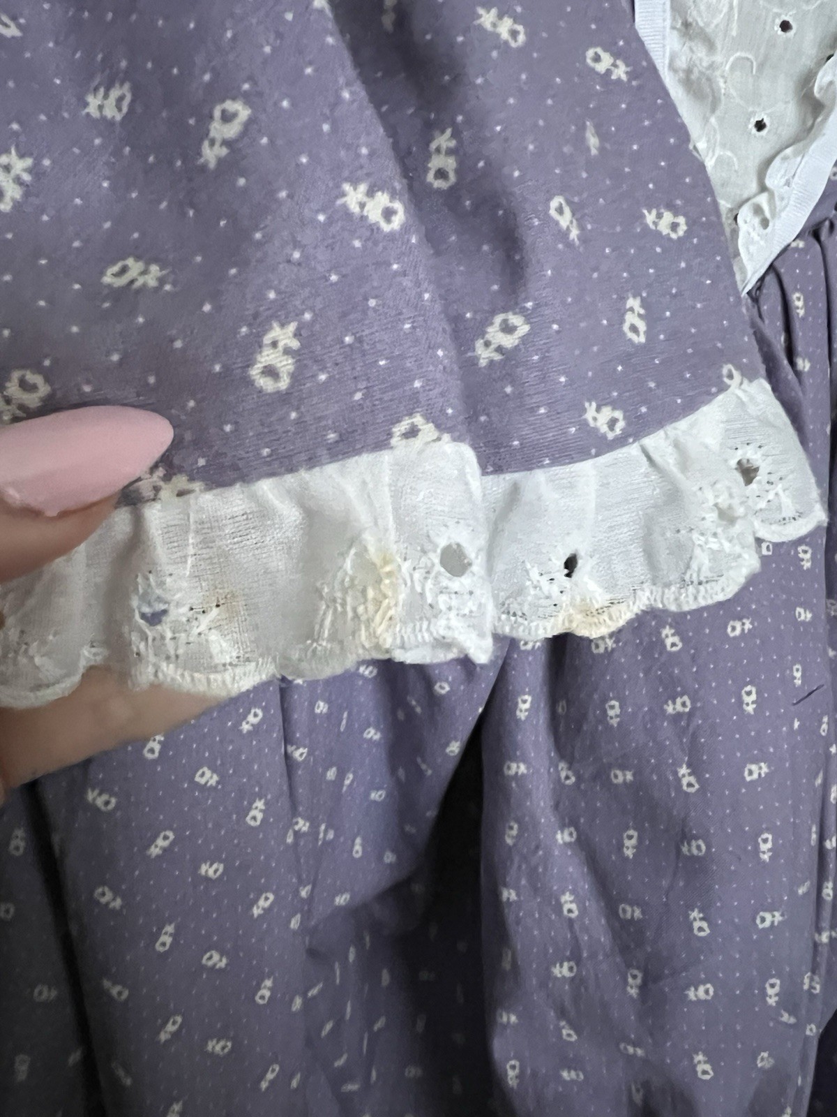 Vintage 1970s Renaissance 18th Century Rococco Floral Cotton Dress Cottagecore