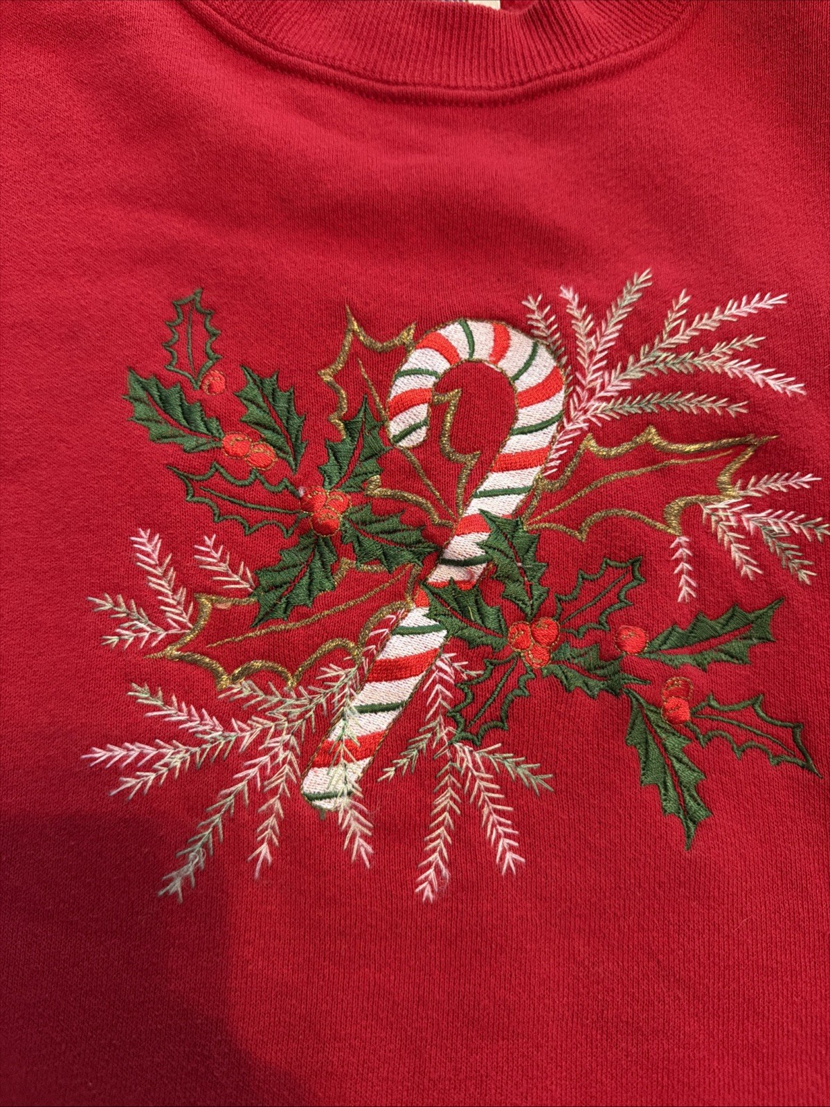 Vintage 1980s Women’s Christmas Holiday Red Sweatshirt M Peanut Butter & Jelly