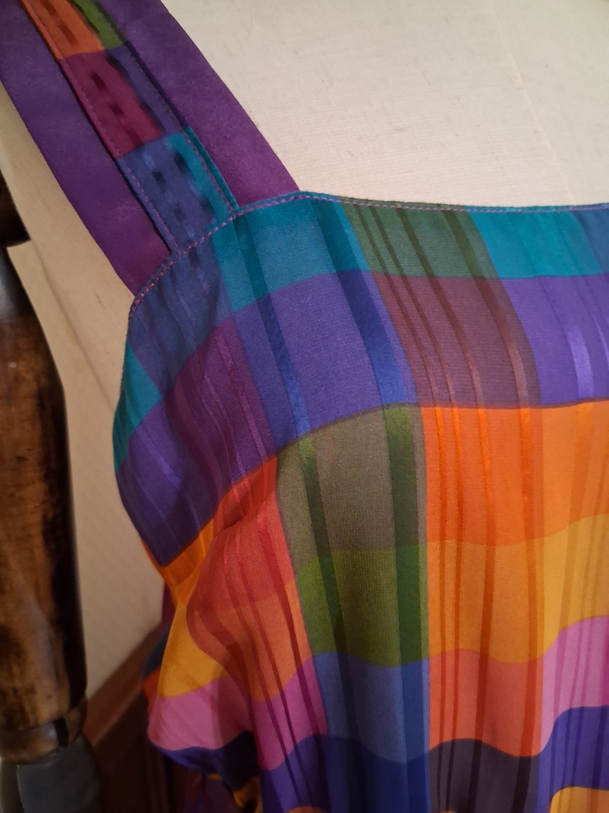Vintage 1980s Caron Chicago 3-piece Purple Plaid Flowy Cottagecore Sundress Suit