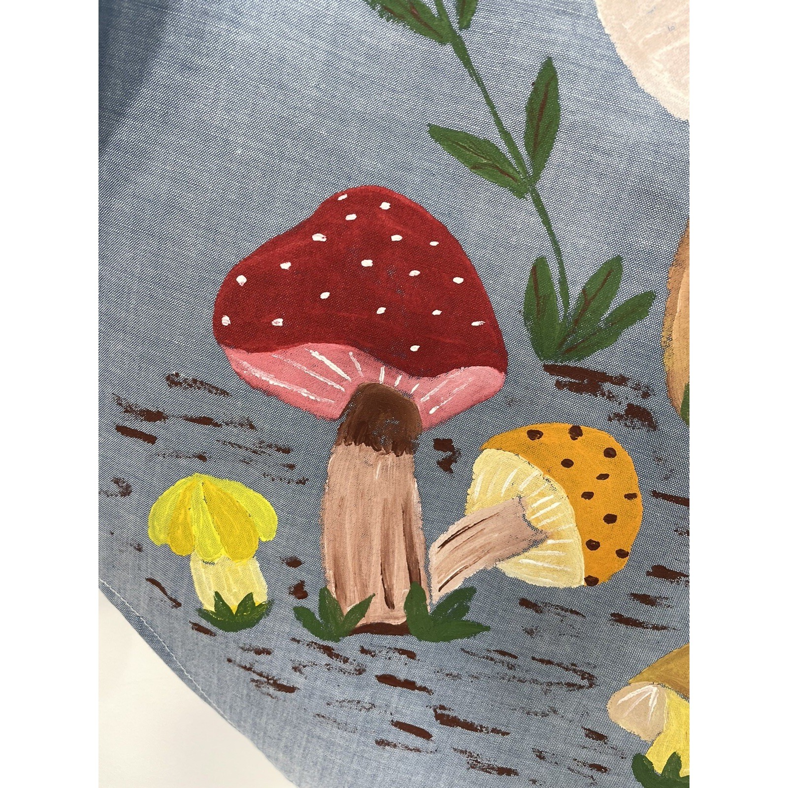 VTG Big Mac JCPenney Hand Painted Mushroom Butterfly Shirt Anita Blue 70s 80s