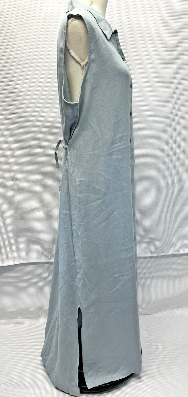 Vintage Jones New York Front Buttton Blue Maxi Sleeveless Size 16 Linen q50