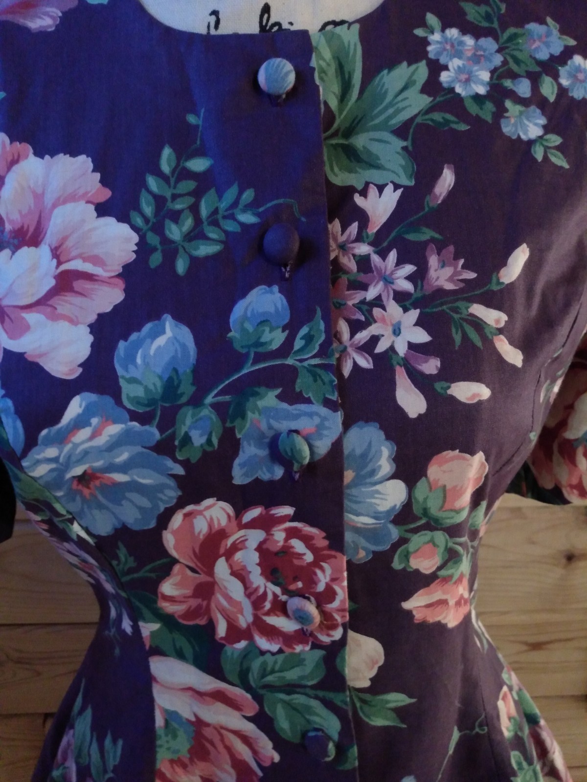 VTG 80s 90s Skirt Set Purple Peplum Floral 1940s Style Cottagecore Retro Size 8