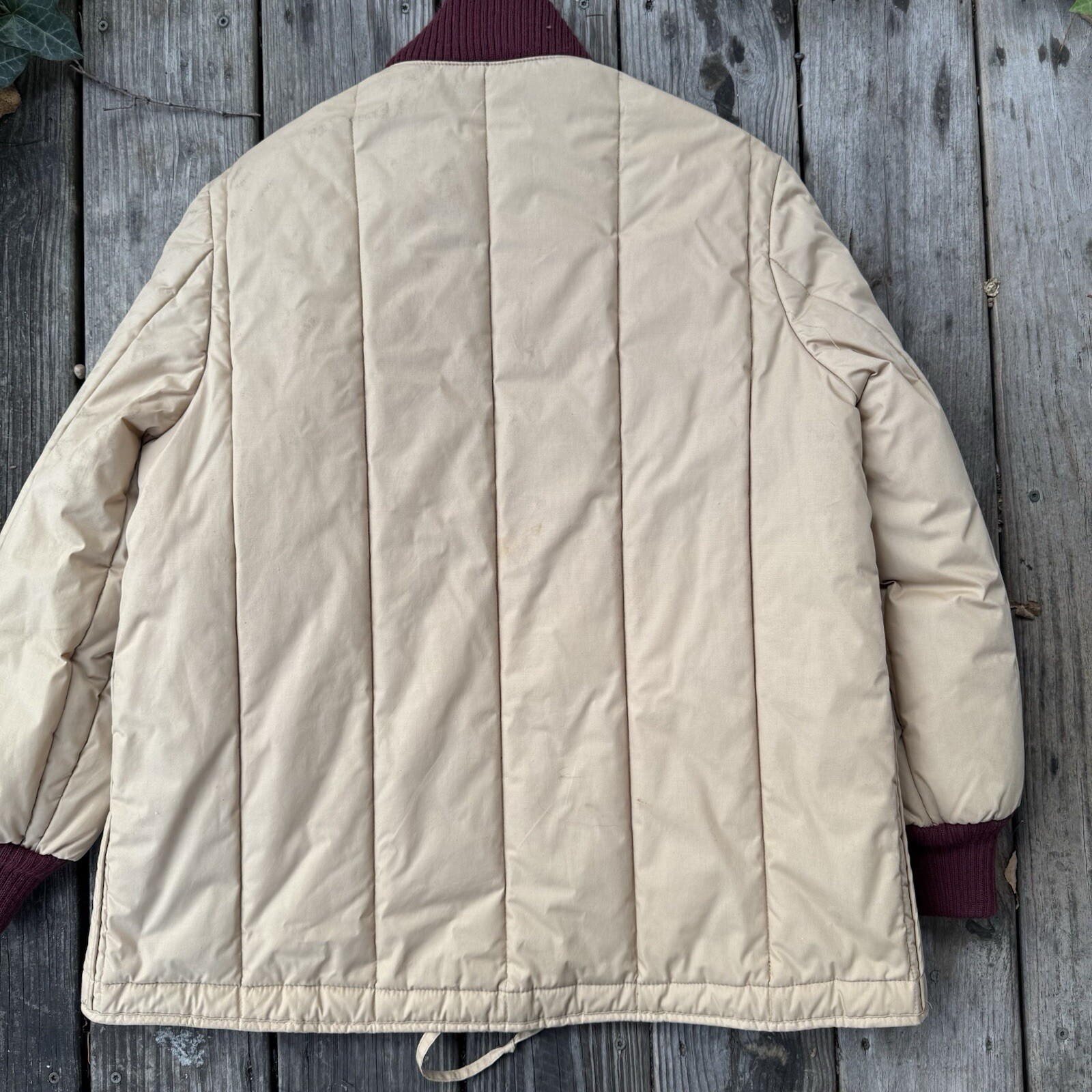 Vintage Ladies Etienne Aigner Zippered Insulated Puffer Coat Tan Maroon- 10