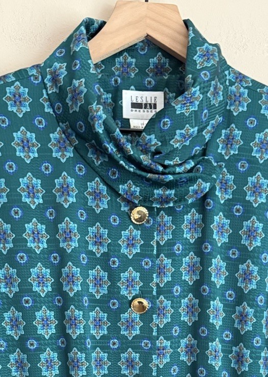 Leslie Fay Dress Vintage Shirt Paisley Print Size 18 Secretary Grandma 80s 90s