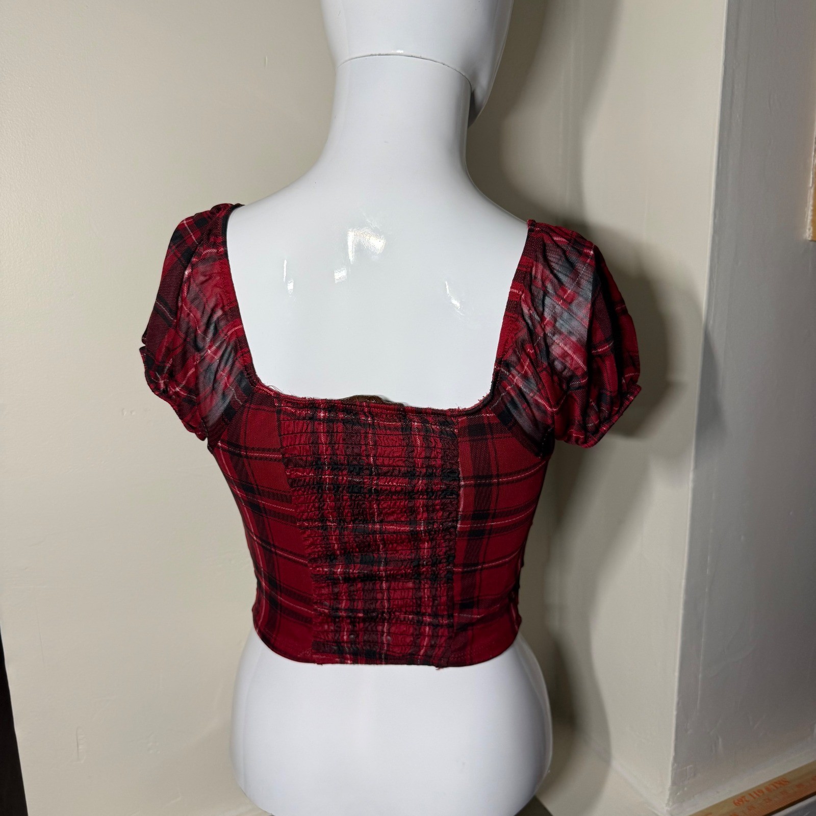 Almost Famous Red Smocked Top Size M Y2K Aesthetic