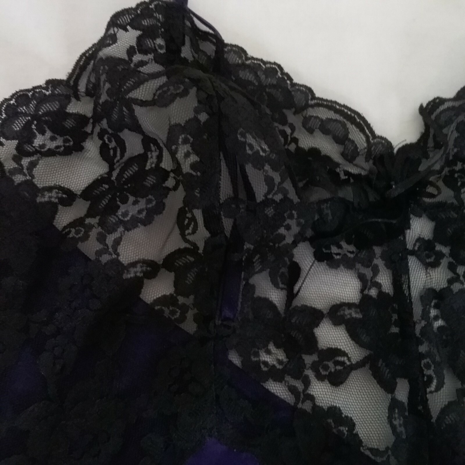 Victoria’s Secret Vintage Gold Label High Leg Teddy M Purple Black Lace SEE NOTE