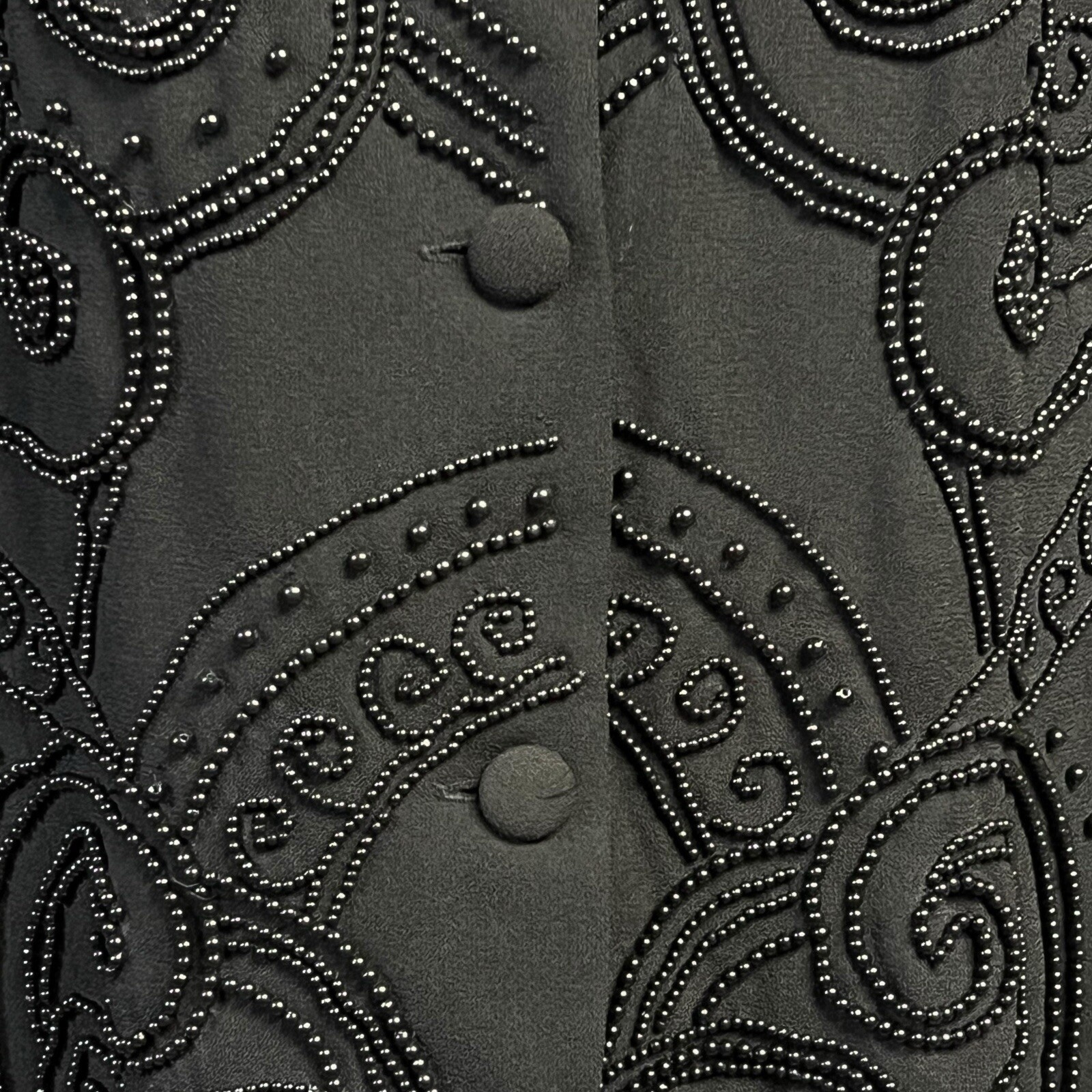 VTG Davinci Jacket 18X Black Beaded Mandarin Collar Swirl Design Dressy Elegant