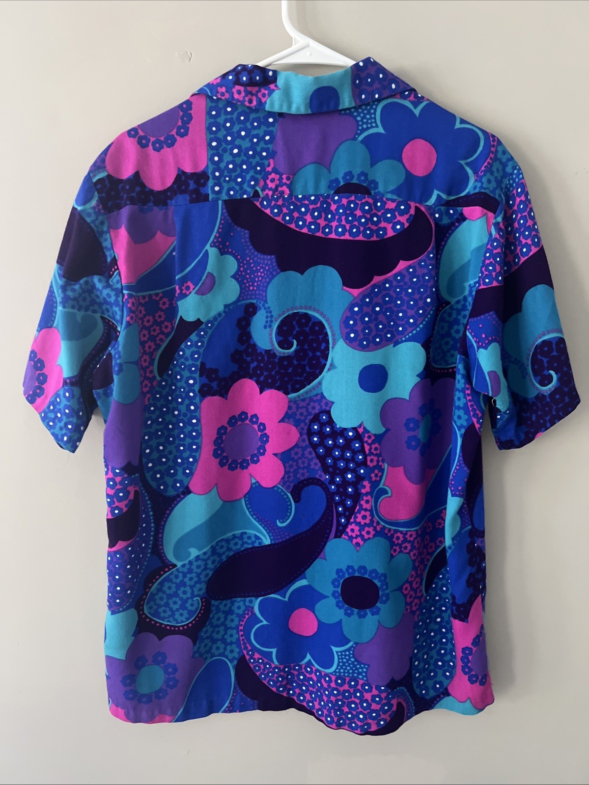 Vintage Pomare Tahiti Hawaiian Dress And Matching Shirt Size Small Purple Blue