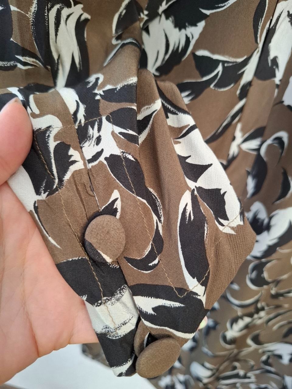 Vintage Selene Pure Silk Dress Women Sz US 20 EU 52 Floral Balloon Sleeve Italy