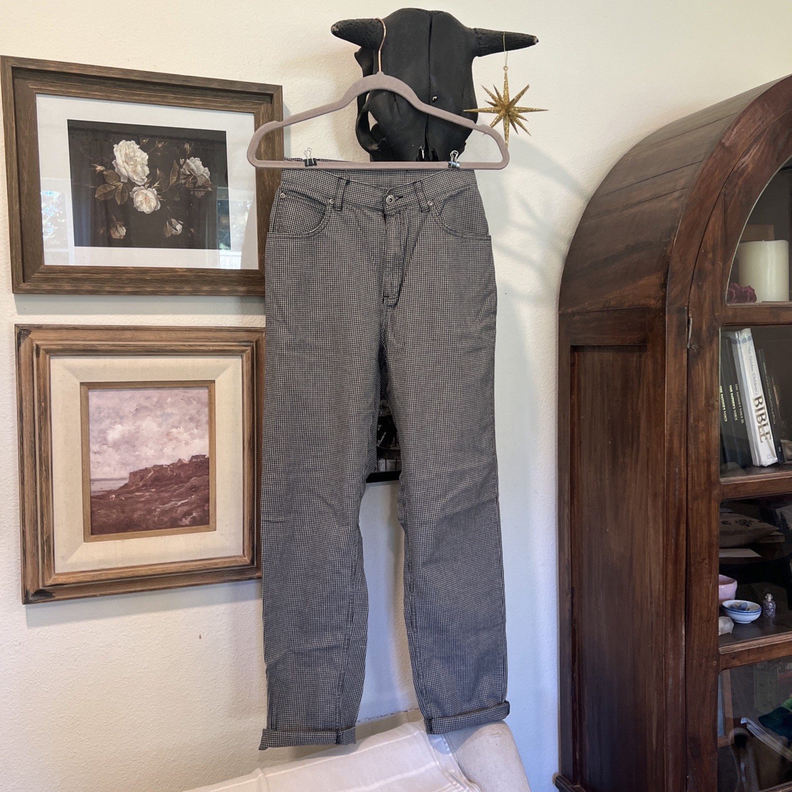 Vintage Liz Claiborne Houndstooth Pants Hipster 90s Curvy Holidays Trouser Sz 4