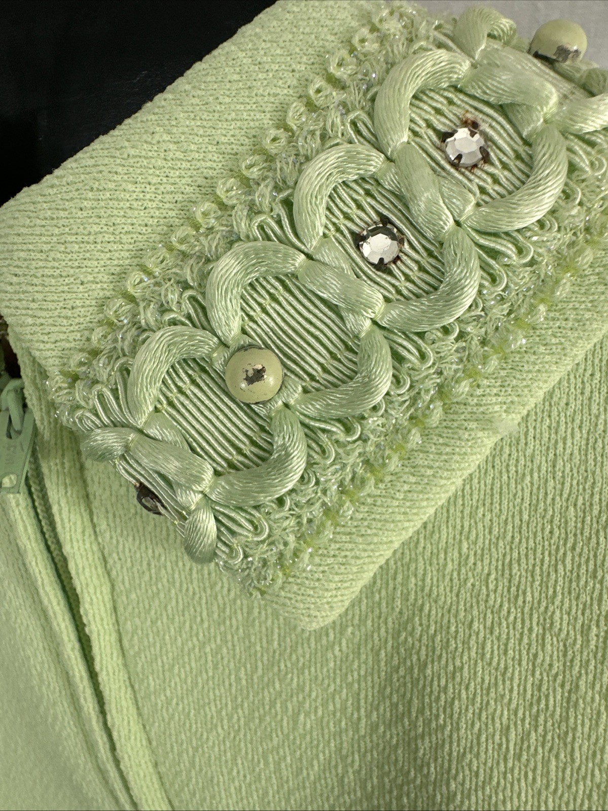 VTG Mod 2 Pc Sheath Dress & Boxy Crop Jacket Set *L/XL Key Lime Green Jackie O