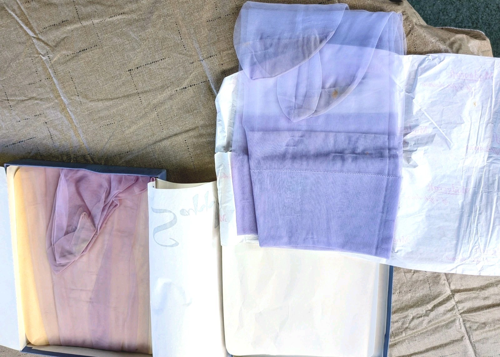 2 Pair Vintage 1950s NYLON Lavender Thigh high Stockings