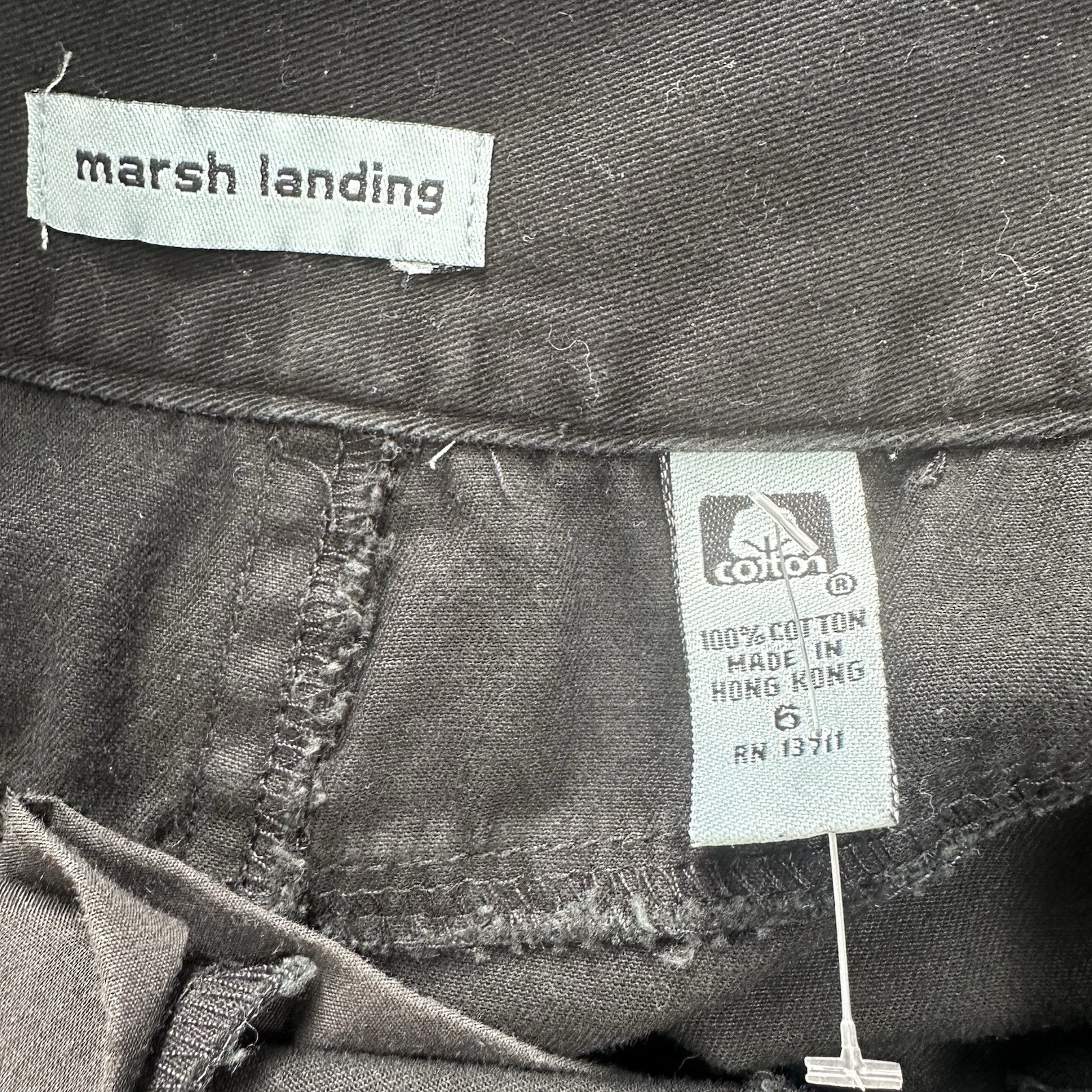 Vtg Marsh Landing Black Cotton A-Line Skirt Made in Hong Kong Sz 6 80s 90s