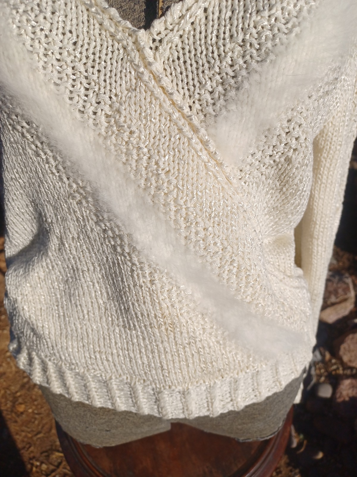 Vintage 1980s Hand-knit Ivory Angora Soft-Girl Sweater by Nannell