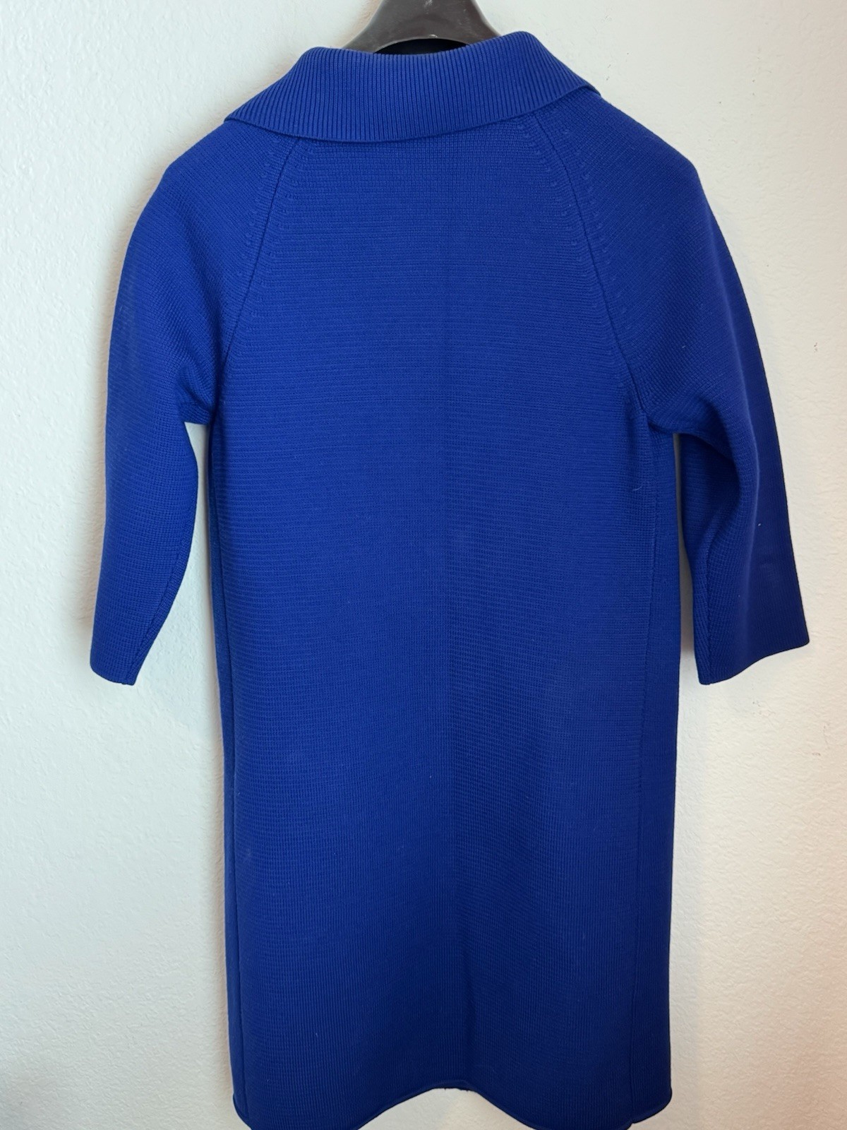Vtg Long Coat Dorce LeRoy Knitwear Size M 60s 70s Thick Blue Wool Mod Coat Nice