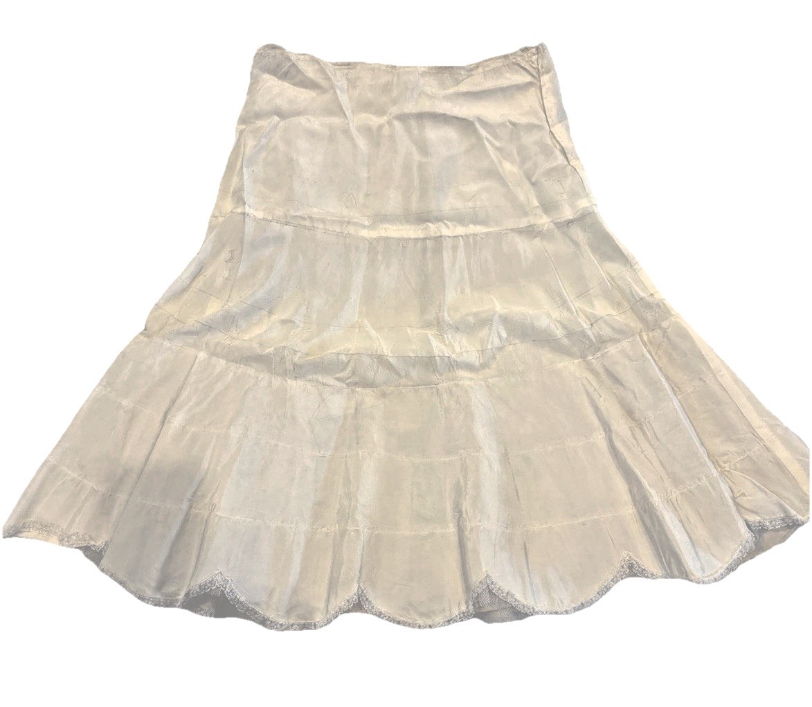 VTG MCM ’50s Colonial Lady California Foundations S Ivory Tiered PetticoatSlip