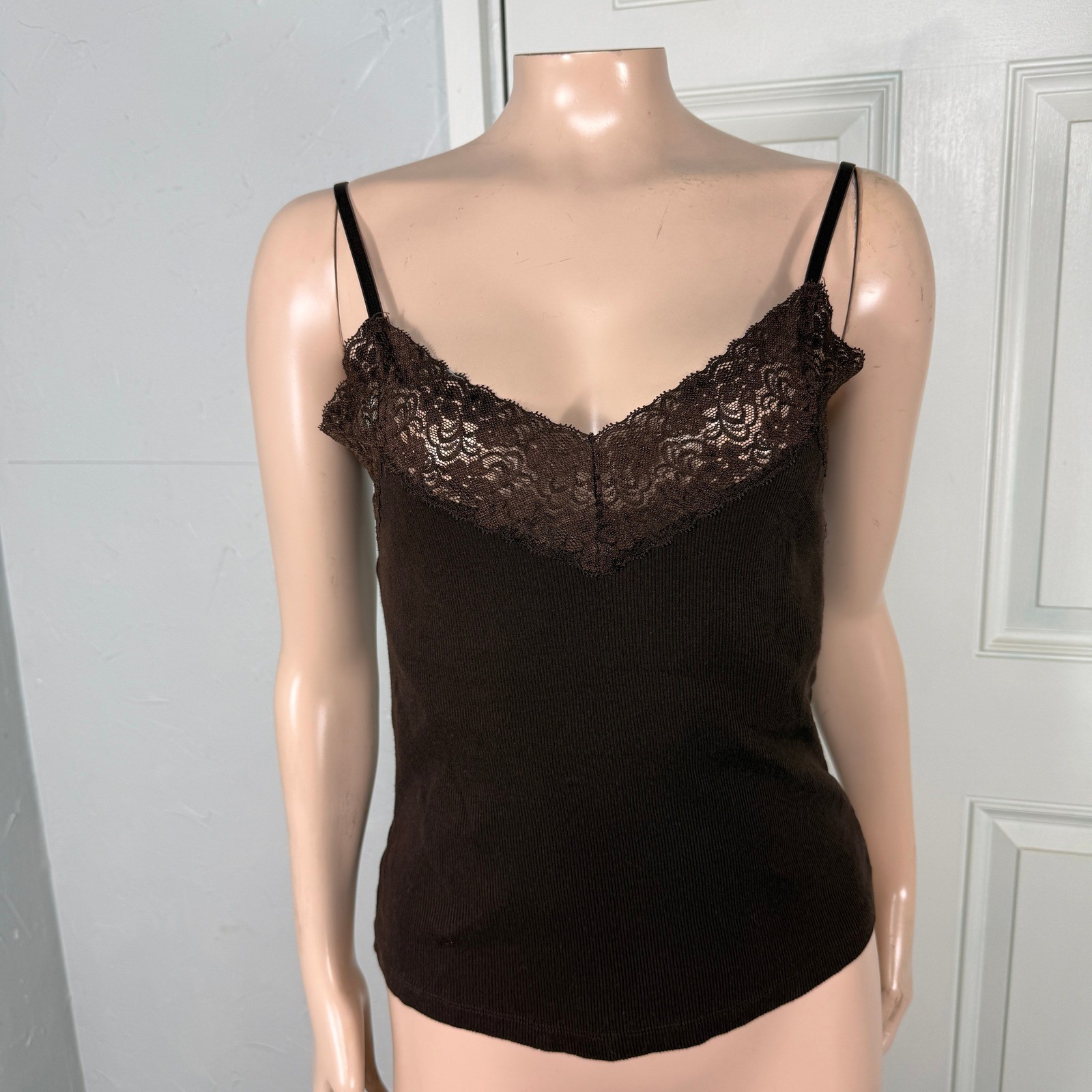 Vintage Y2K Pacific Heights Shirt XL Tank Top Lace Floral Cotton Shelf bra KK8