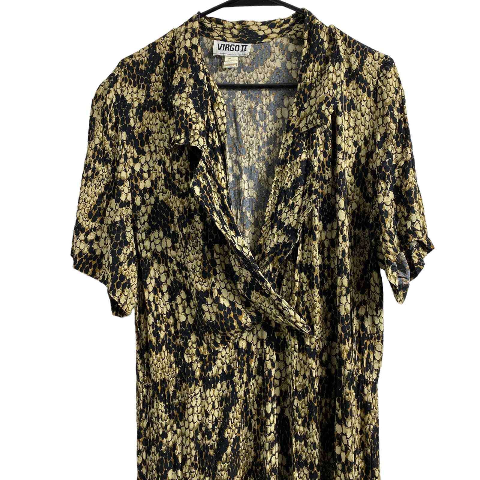 Vintage Virgo II Tan Brown Snake Skin Print Maxi Dress Size 10