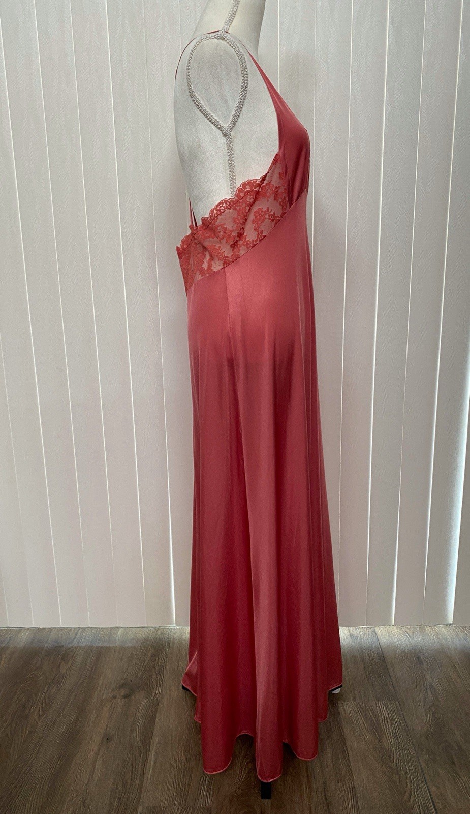 Vintage Gilead Lace 38 Full Length Maxi Nightgown Slip Thulian Pink